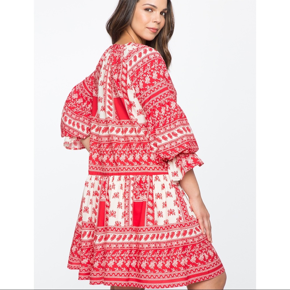 ELOQUII Gathered Sleeve Boho Dress Plus Size 20 - Picture 3 of 8